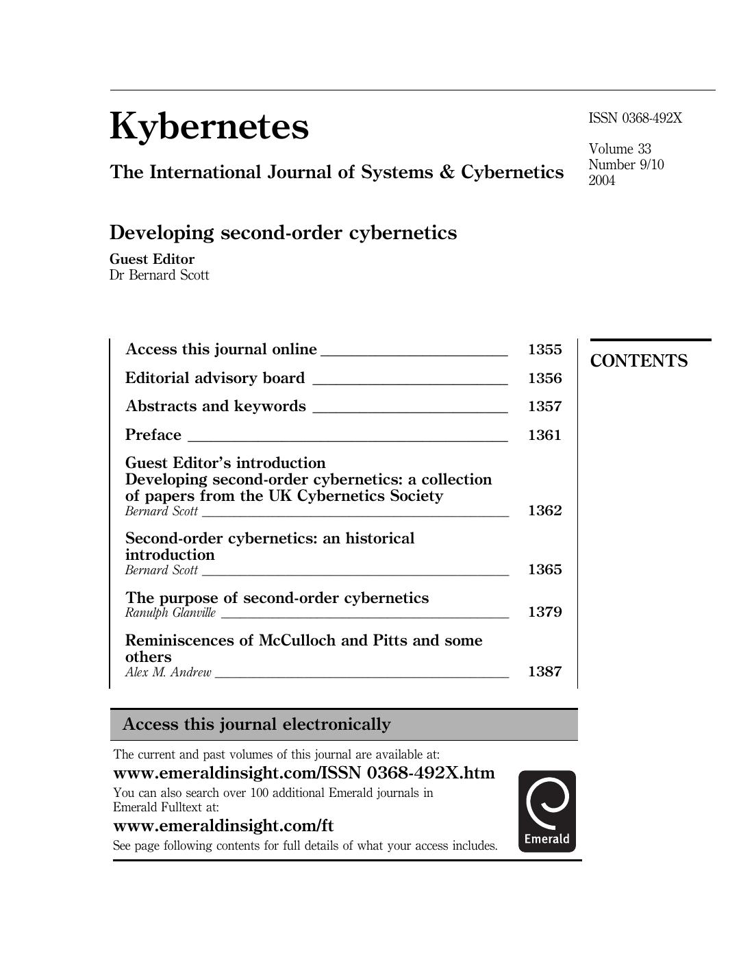 Developing Second Order Cybernetics