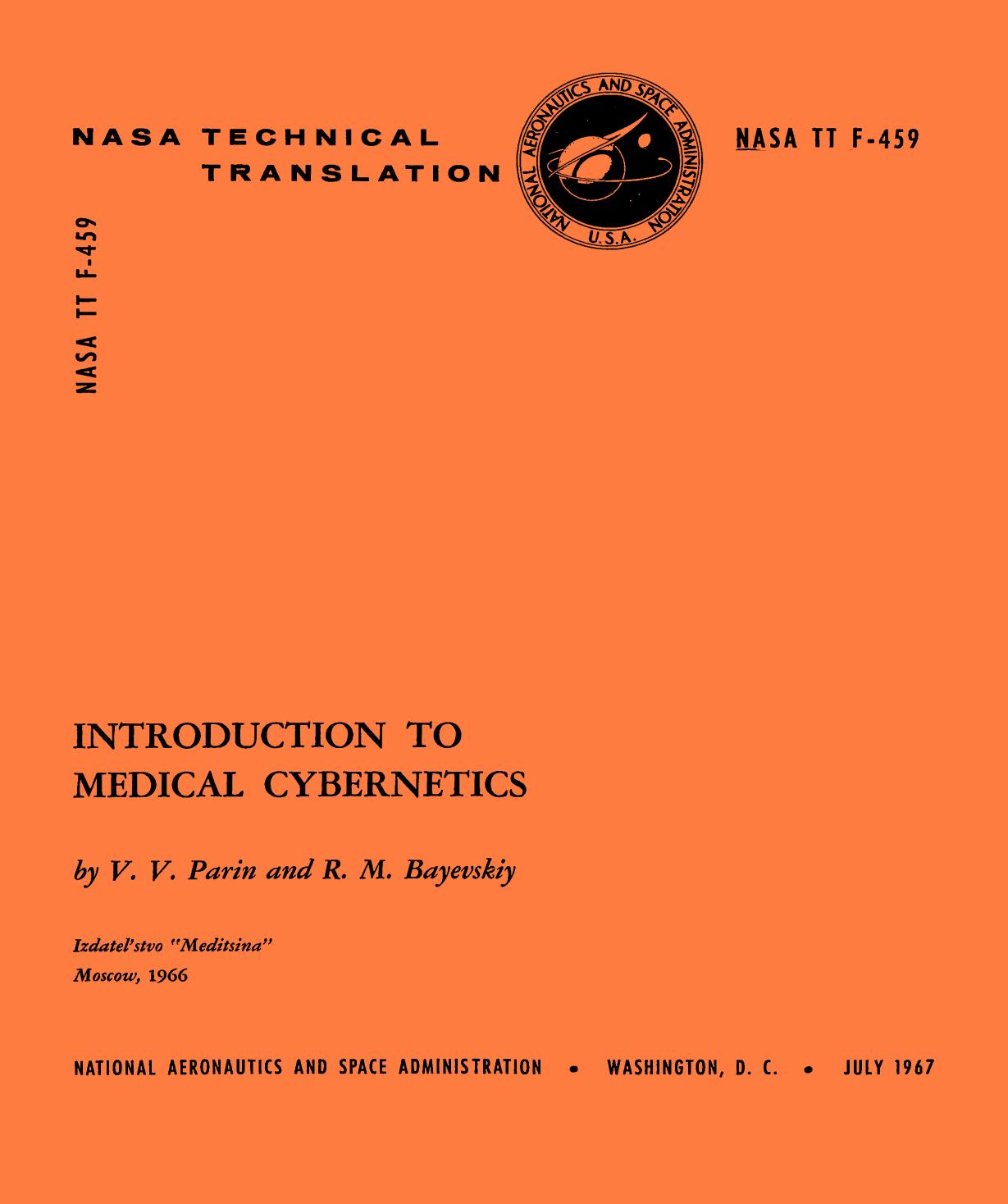 Introduction to Medical Cybernetics: By v. V. Parin and R. M. Bayevskiy